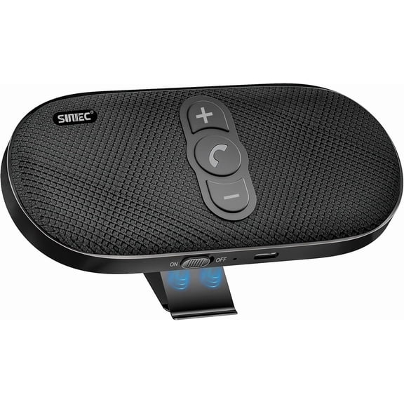 Bluetooth Car Speaker for Hands-Free Calling, 6W Wireless Speakerphone with Dual Mic, Auto On/Off, Siri & Google Assistant