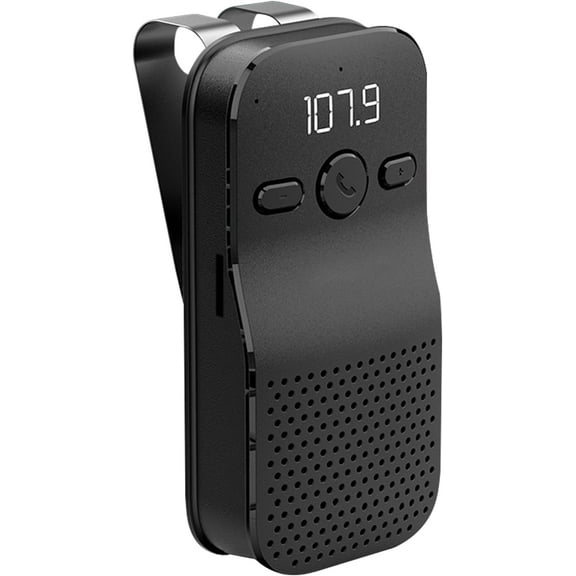 Bluetooth in Car Speakerphone with Visor Clip,Bluetooth Car Speaker for Cell Phone Hands Free Speakerphone FM Transmitter 2-in-1 Handsfree Bluetooth Car Kit Support Voice Assistant 2 Phones Connected