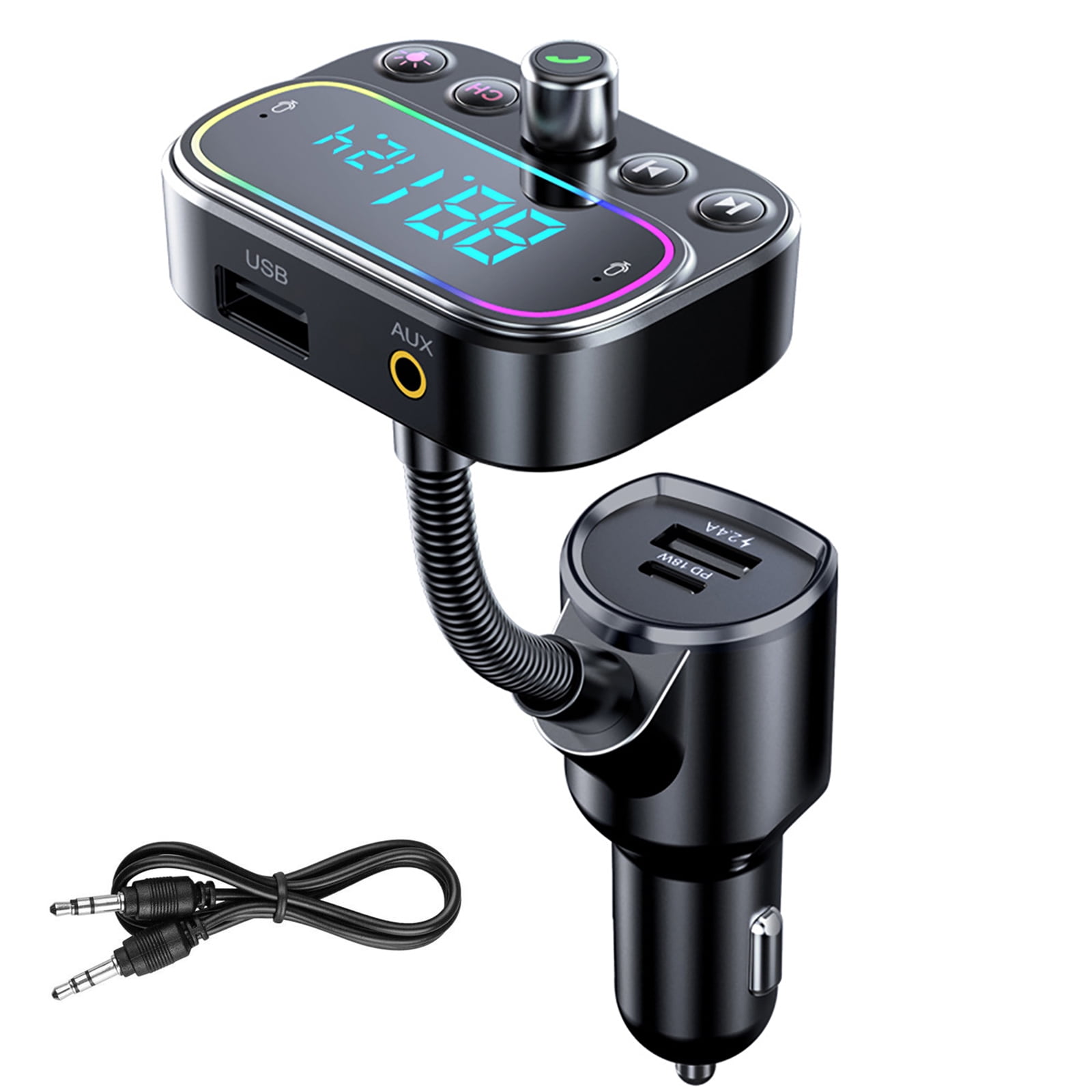 Bluetooth Car Transmitter Dual USB Ports, Type-C Charging, LCD Screen ...