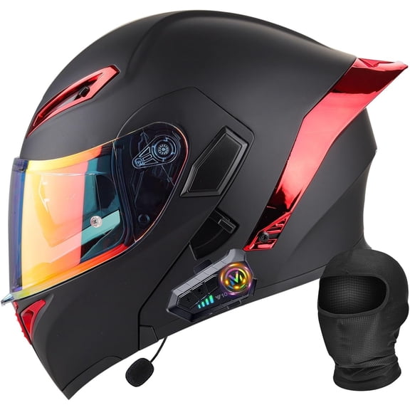 Bluetooth Casco Moto DOT Aprobado Casco Abatible, Integrado Casco De Moto, Cascos Abatible con Doble Visera, Ventilacin Forro, para La Respuesta Automtica Hombres Mujeres