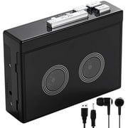 Bluetooth Cassette Player, Portable FM Cassette Player with Headphone Jack, Cassette Tape Player with Play/Fast Forward/Rewind/Auto Flip Functions