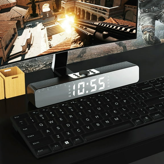 Bluetooth Clock Speaker under $5! Kadlawus Clock Bluetooth Speaker, Desktop Alarm Clock with Mirror Display, FM Radio, USB Playback, for Bedroom, Office, Kitchen, Home Audio