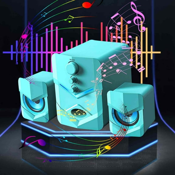 Bluetooth Computer Speakers, Computer Speaker with Super Bass, HIF Three -Dimensional Sound Effects, 3.5mm Audio Port, Avoid Noise Interference, for Home Party(Blue)