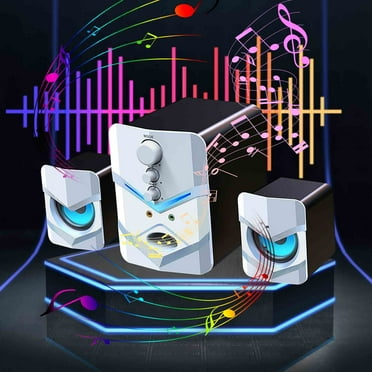 Bluetooth Computer Speakers,Universal Portable Wired Speaker,Compact Computer Speaker with Subwoofer,Desktop Multimedia Speaker Deep Bass 2.1 Channel,with Blue Ambient Light for Wedding Party