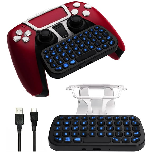 Bluetooth Controller Keyboard for PS5,Wireless Mini Keyboard for PS5 Controller, with Backlight and USB-C Charging Cable