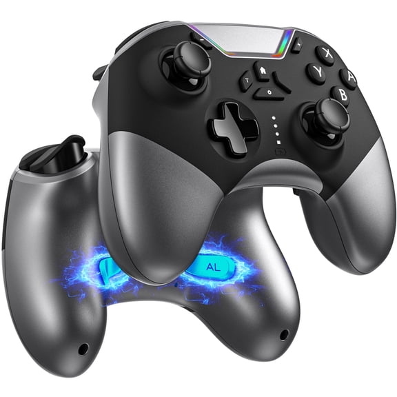 Bluetooth Controller for Switch/PC/iPhone/Android/Apple Arcade MFi Games/TV/Steam, Hall Effect Joysticks Wireless Game Controller Gamepad with/Phone Clip/Lock Speed/Macro/6-Axis Gyro/Dual Motors/Turb