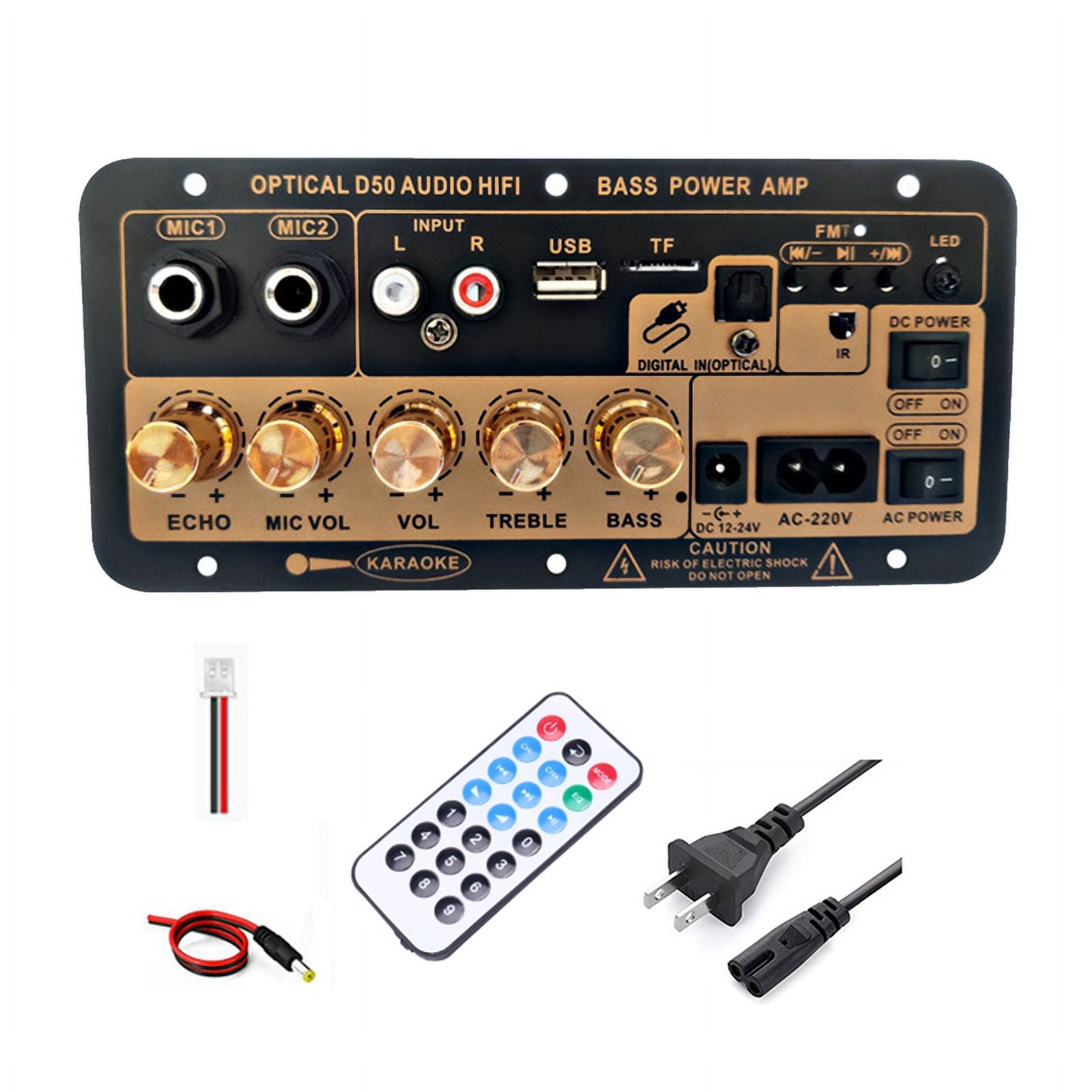 Bluetooth Digital Amplifier Board with Optical Audio Input Karaoke