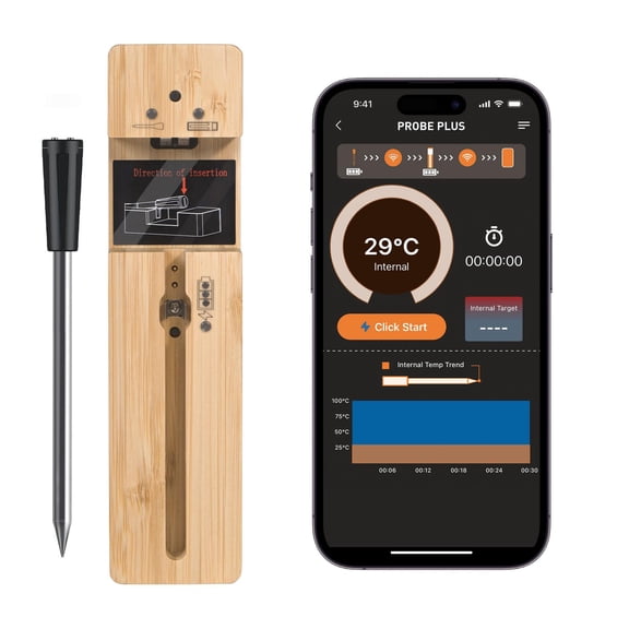 Bluetooth Digital Meat Thermometer Probe, Instant Read Food Cooking Thermometer with Charging Dock