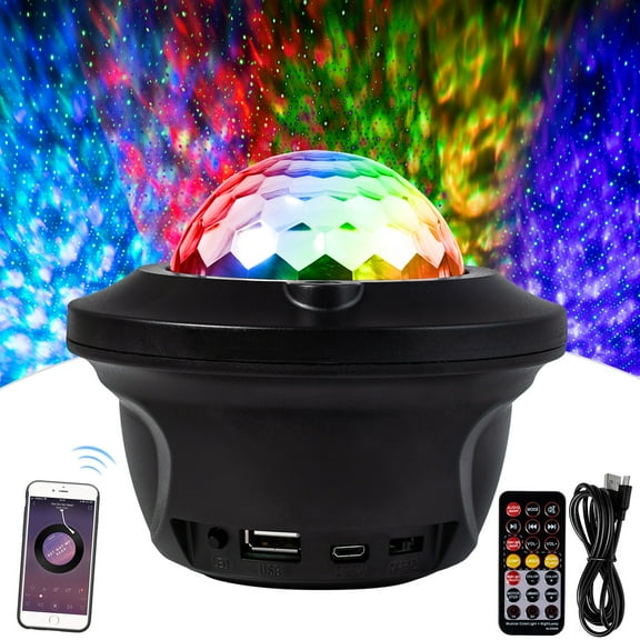 Bluetooth Disco Ball Laser Lights, 7 Colors LED Party Lights DJ Sound Activated Rotating Lights Wireless Phone Connection with Bluetooth Speaker MP3 Play and Remote for Home KTV Wedding Dance Show