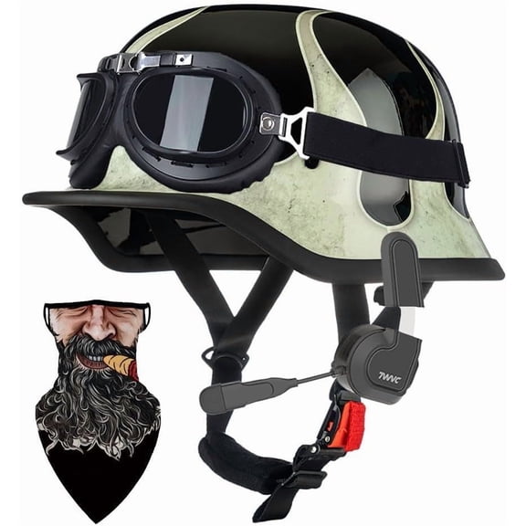 Bluetooth Dot Approved, Helmet, Motorcycle, Adjustable, Lightweight, Durable, Portable, User-friendly Adjustable Fit, German, Half, Face, Generic