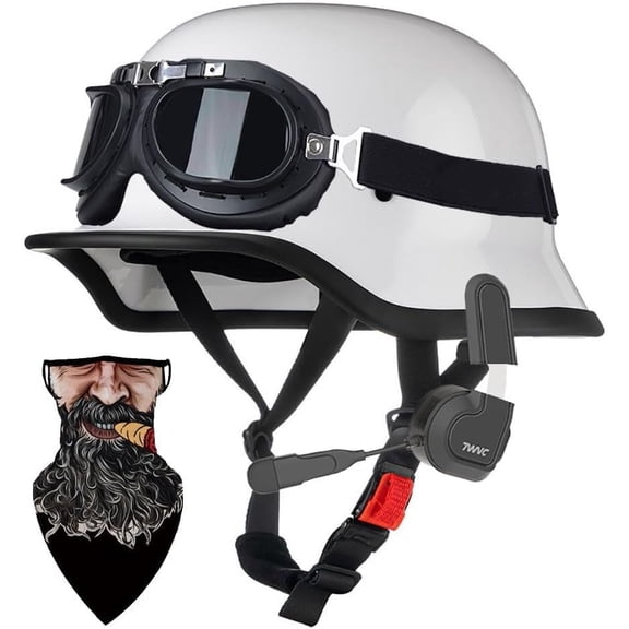 Bluetooth Dot Approved, Helmet, Motorcycle, Adjustable, Lightweight, Durable, Portable, User-friendly Easy to Clean, German, Half, Face, Generic