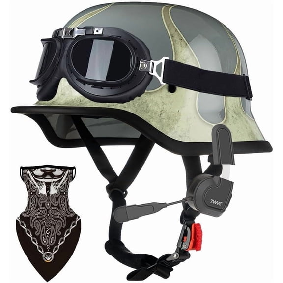 Bluetooth Dot Approved, Helmet, Motorcycle, Adjustable, Lightweight, Durable, Portable, User-friendly, German, Half, Face, Generic