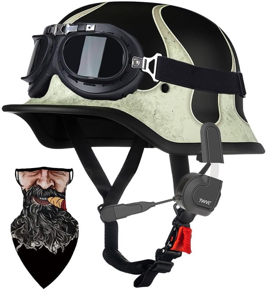bluetooth german style motorcycle helmet Daytona Novelty German- Chrome Composed of ABS Construction GDM Bluetooth Motorcycle Helmet with