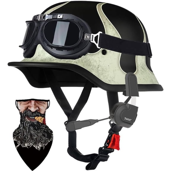 Bluetooth Dot Approved, Helmet, Motorcycle Riding Goggle, Adjustable, Lightweight, Durable, Portable, German, Half, Face, Generic