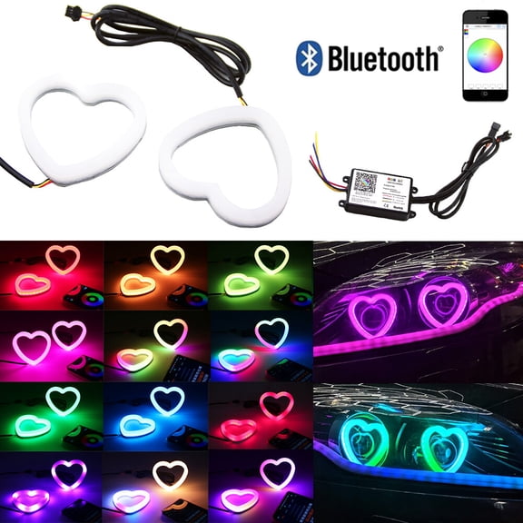 Bluetooth Dynamic Flow Chasing RGB Heart Halo Dream Color Angel Eyes for Nissan
