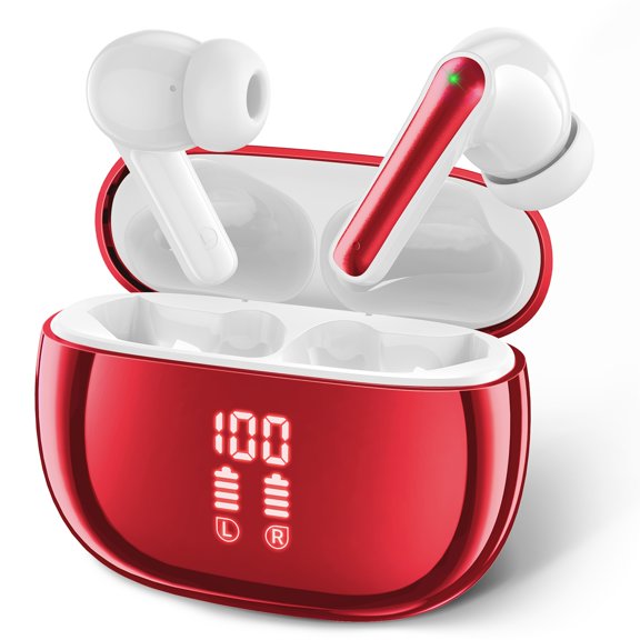 Bluetooth Earbuds, 40Hrs with Charging Case V5.3 Touch Control Ear Buds Hi-Fi Stereo with ENC Noise Cancelling Mic, LED Power Display Charging Case Stereo Bass Earphones Clear Call Earphones