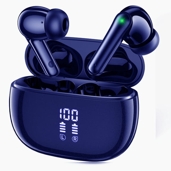 Bluetooth Earbuds, 40Hrs with Charging Case V5.3 Touch Control Ear Buds Hi-Fi Stereo with ENC Noise Cancelling Mic, LED Power Display Charging Case Stereo Bass Earphones Clear Call Earphones