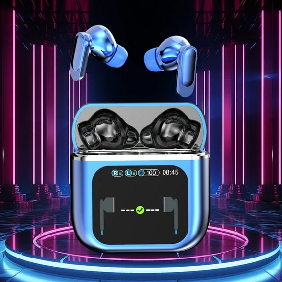 Bluetooth Earbuds Headset – Wireless Bluetooth Headset LCD Full Color Display Screen ANC Noise Cancellation