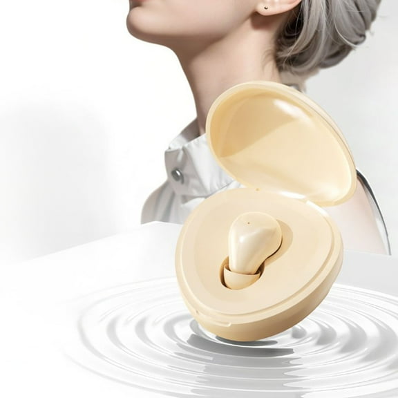 Bluetooth Earbuds, Mini One Ear In Ear 5.4 Sports Earbud, Low Latency Digital Display Charging Case Long Battery Life Comfortable Fit, Beige