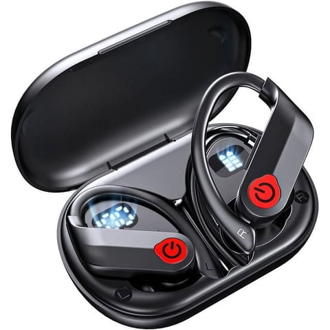Bluetooth Earbuds Wireless Headphones Waterproof Earbud Noise-cancelling Sport Earphones with LED Display Charger Case Over-Ear Buds with Earhooks Built-in Mic Headset for Workout
