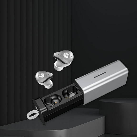 Bluetooth Earphone, Hwkond Wireless Earplugs In-ear Bluetooth Headset Bluetooth 5.3 IPX3 Waterproofing Grade Intelligent Noise Reduction LED Power Display with Charging Case, Silver, Up to 60% Off