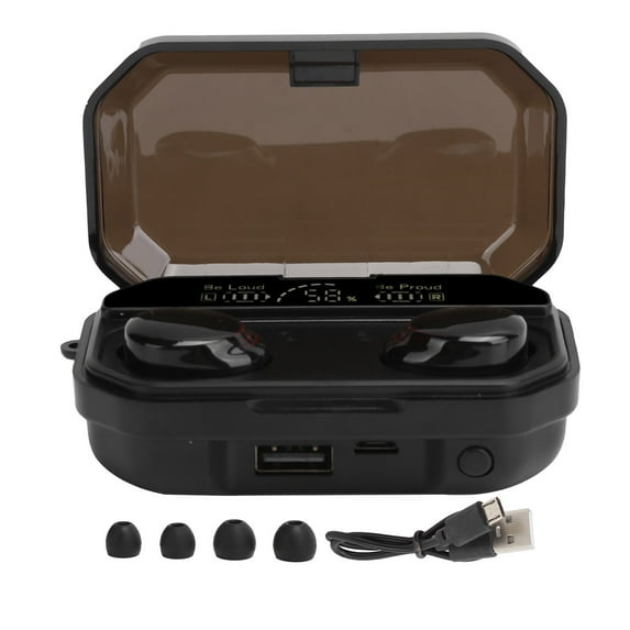 Bluetooth Earphone Wireless LED Power Display Touch Control Earbuds with Charging BoxBlack