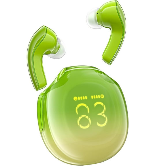 BT 5.3 Earphones Wireless Earbuds Headphones with ENC Noise Canceling Earbuds 30h Playback LED Power Display Built in Mic Headphones with IPX4 Waterproof for Sports-Green