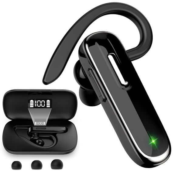 Bluetooth Earpiece V5.1, Wireless Hands-Free Headset with Charging Case, Built-in Microphone for iPhone Android Business Calls