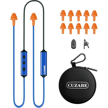 Bluetooth Earplug Headphones, Neckband Wireless Earbuds with Replacement Ear Tips, OSHA Compliant Noise Cancelling Ear Plug Headphones for Work Safety Ear Protection, 20 Hour Battery