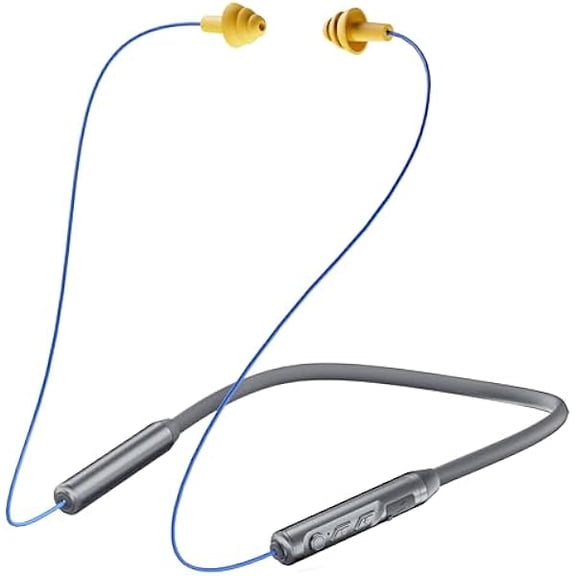 Bluetooth Earplug Headphones, Neckband Wireless Earbuds earplugs-29db Noise Reduction isolating in-Ear earplug Earphones with Controls,IPX5 sweatproof,19+Hour Battery(Gray)