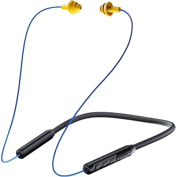 Bluetooth Earplug Headphones, Neckband Wireless Earbuds earplugs-29db Noise Reduction isolating in-Ear earplug Earphones and Controls,IPX5 sweatproof,19+Hour Battery(Blue)