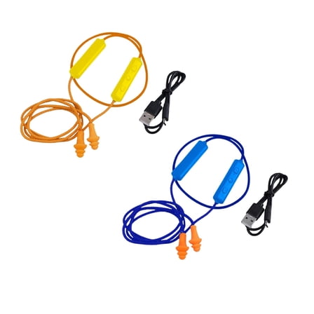 Bluetooth Earplugs for Work, 39.3'' In-Ear Earphones with Mic and Controls for Noise Suppression & Hearing Protection, for Noisy Places & Construction Sites, Birthday Gift for Men,Yellow&Blue,2Pcs
