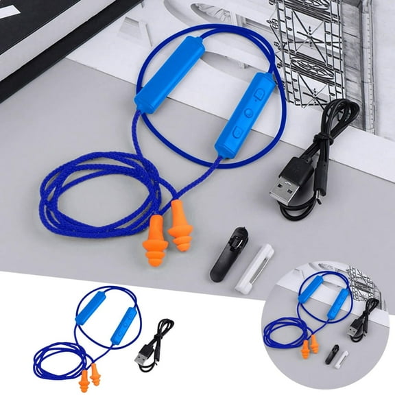 Bluetooth Earplugs for Work, Ear Plugs Earphone Headphones, Noise Suppression, Hearing Protection, Construction Sites, Noisy Places Gift for Men Women(Blue,1Pcs,39.3'')