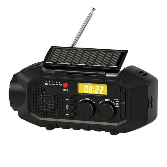 Bluetooth Emergency Hand Crank Radio, 2400mAh FM/AM/NOAA Weather Solar Radio with Flashlight, Phone Charger, SOS Alarms, Headphone Jack, Reading Light for Home Outdoor
