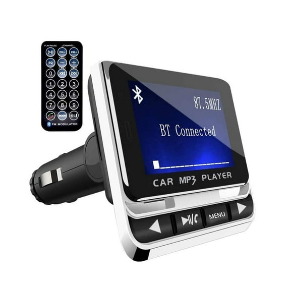 Bluetooth FM Transmitter for Car, Wireless Car Radio Adapter with Remote Control, High-Definition Large Display, Hands-Free Calling, Voice Assistant, MP3 Music Player Support U Disk/TF Card/Aux