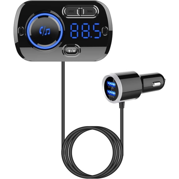 Bluetooth FM Transmitter for Car, Wireless Radio Adapter Car Music Player Receiver with Bluetooth FM Frequency Support Hands Free Call,Charger Dual USB Port,TF Card/AUX