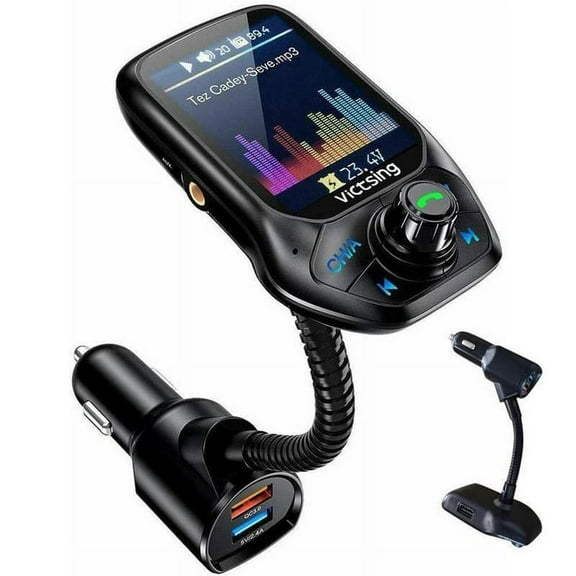 Bluetooth FM Transmitter with 3 USB Ports QC3 0 Fast Charging and Crystal Clear Hands Free Calling