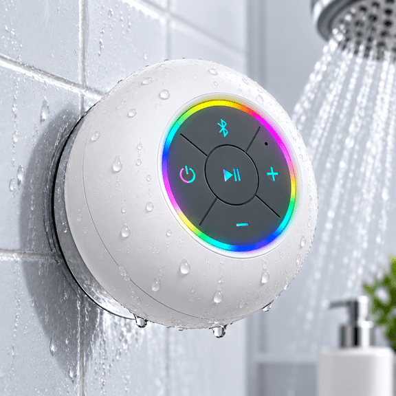 Bluetooth Floating Pool Speaker, Bluetooth Waterproof Speaker with LED Light, Portable Bluetooth Speaker for Shower