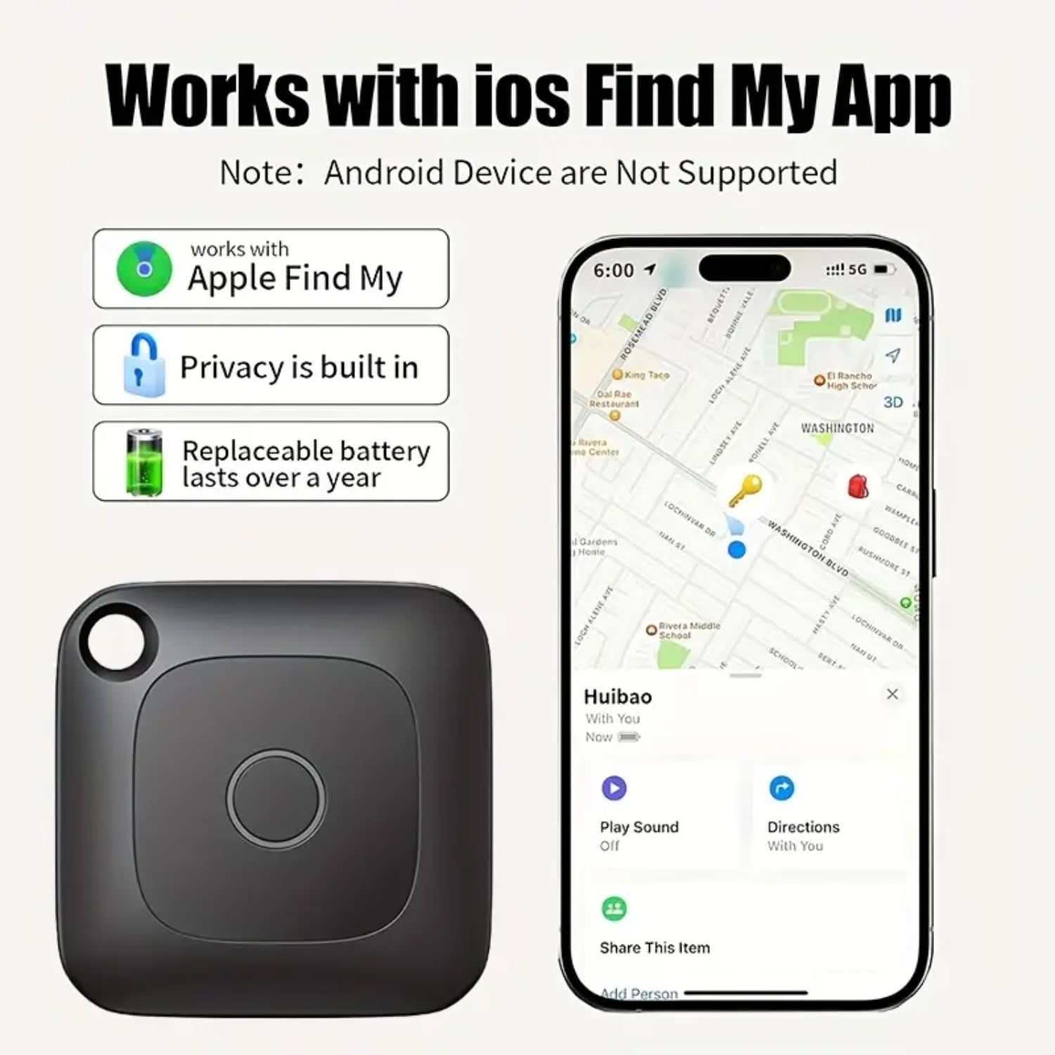 Bluetooth GPS Tracker for Everyday Items – Smart Mini Locator Tag with ...