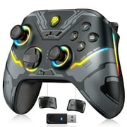 Bluetooth Game Controller for PC,Android Phone,iPhone,Nintendo Switch,Steam,TV Box, QUCOPRE PC Controller with RGB Lights &Hall Joysticks and Hall Triggers
