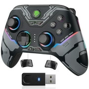 Bluetooth Game Controller for PC,Android Phone,iPhone,Nintendo Switch,Steam,TV Box, QUCOPRE PC Controller with RGB Lights &Hall Joysticks and Hall Triggers