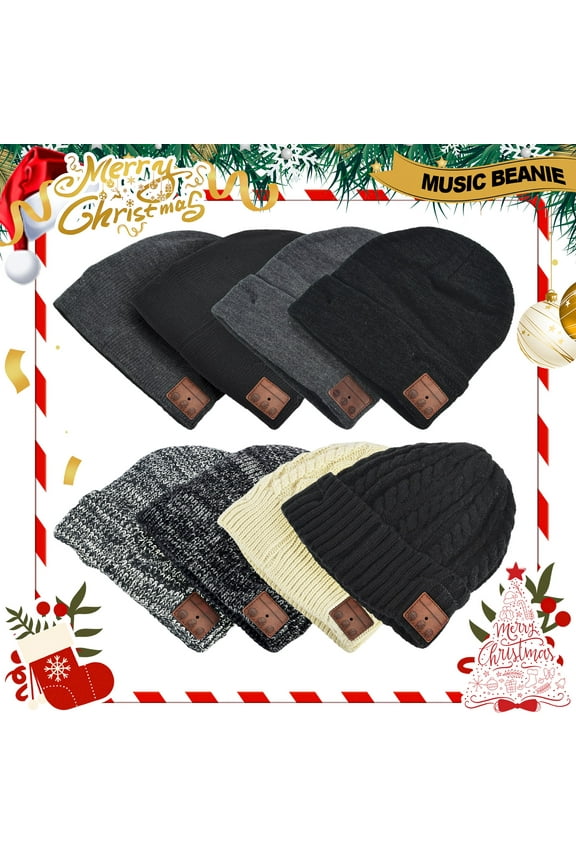 Bluetooth Hat Beanie for Men Women, Upgraded Wireless Bluetooth 5.0 Beanie Hat with Headphones Headset Earphone Knitted Beanie with Stereo Speakers and Mic for Women Men