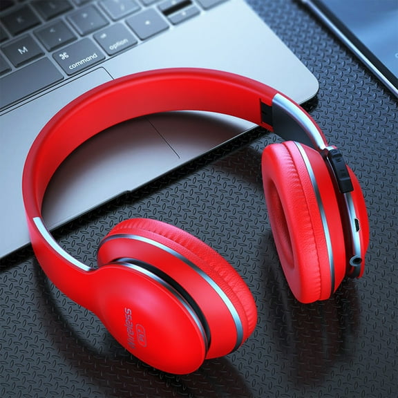 Bluetooth Headphones, 120H Playtime Headphones Wireless Bluetooth with 3 EQ Modes, Low Latency, Hands-Free Calls, Over Ear Headphones for Travel Home Office Cellphone PC(Red)