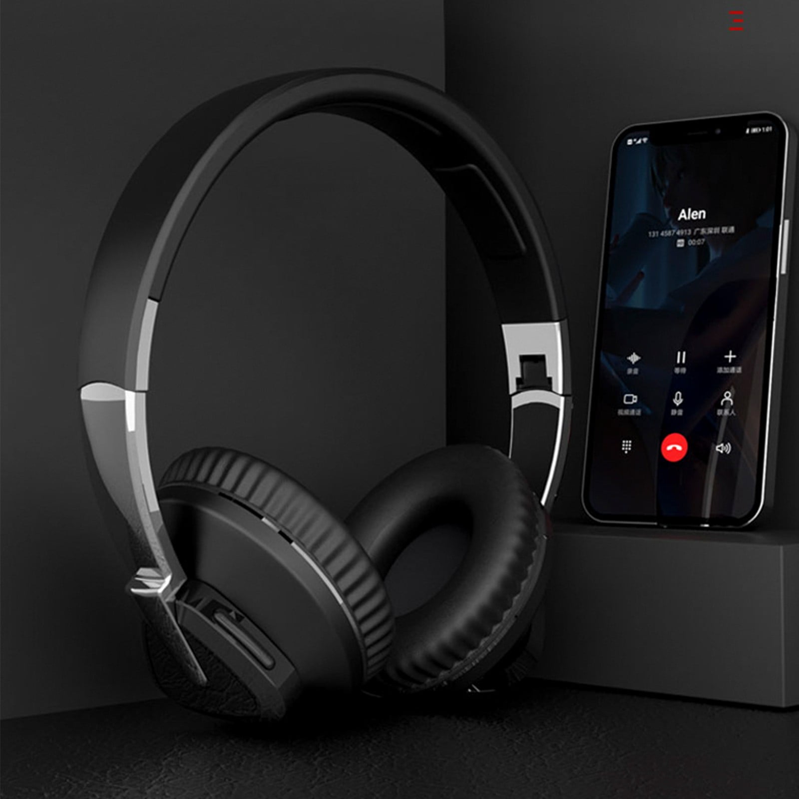 Bluetooth Headphones, 120H Playtime Headphones Wireless Bluetooth with 3 EQ Modes, Low Latency, Hands-Free Calls, Over Ear Headphones for Travel Home Office Cellphone PC - Black