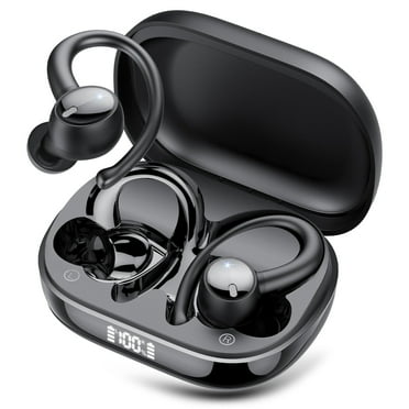 Bluetooth Headphones 5.4, 60Hrs Playtime Wireless Earbuds, Bass Boost 85%, Over-Ear Headphones Built-in 4 ENC Mics, IPX7 Waterproof Ear Buds with Earhook for Exercise Running Sports Black