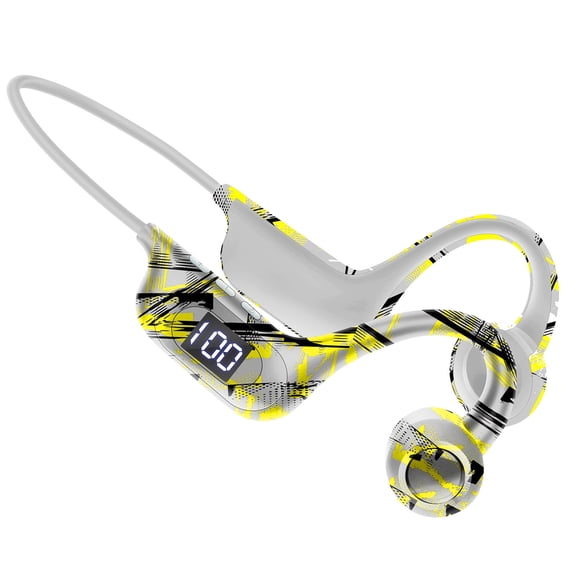 Bluetooth Headphones,Air Conduction Open-Ear Headphones,Mic/Touch,85dB Safe Volume & Parental Control,Clear Audio,1.06oz,Rugged & Durable,IP54,20H,Earbuds for Travel(Yellow)