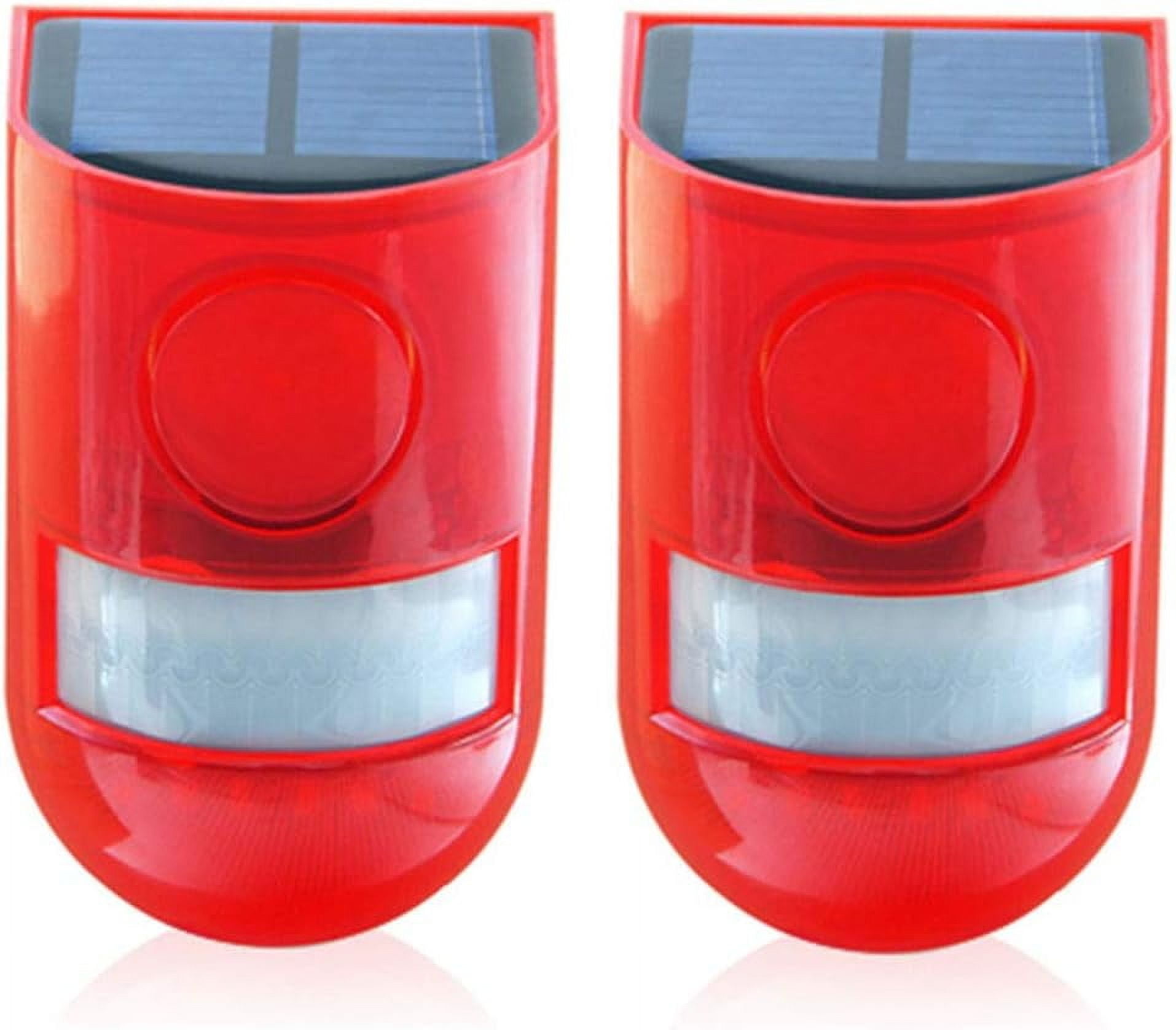 Dedaqian Solar Sound & Light Alarm Outdoor Motion Sensor 129dB Siren Sound Alert & 6LEDs Flash Warning Security Alarm System 2 Pack