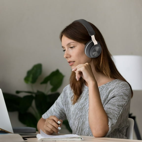 Bluetooth Headphones Over Ear,65H Playtime and 6 EQ Music Modes with Microphone,HiFi Stereo Foldable Lightweight Wireless Headset,Deep Bass for Home Office Cellphone PC Etc. - Black