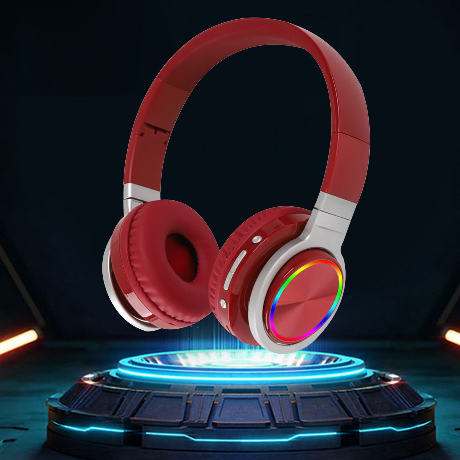 Bluetooth Headphones Over Ear, 65H Playtime and 6 EQ Music Modes Wireless Headphones with Microphone, HiFi Stereo Foldable Lightweight Headset, Deep Bass for Home Office Cellphone PC Ect.(Red)