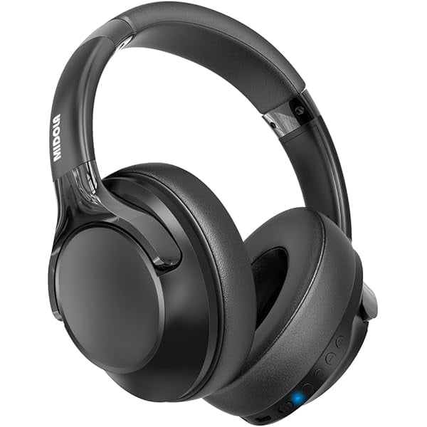 Bluetooth Headphones Over Ear 68H Playtime 6 EQ Wireless Headset with Microphone HiFi Stereo Foldable Lightweight Deep Bass for Travel Home Office Cellphone Black